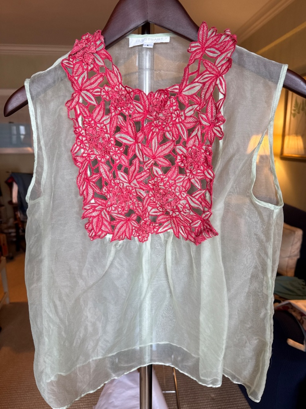Vintage sheer mint silk sleeveless top by Jill Stuart - Picture 2 of 5